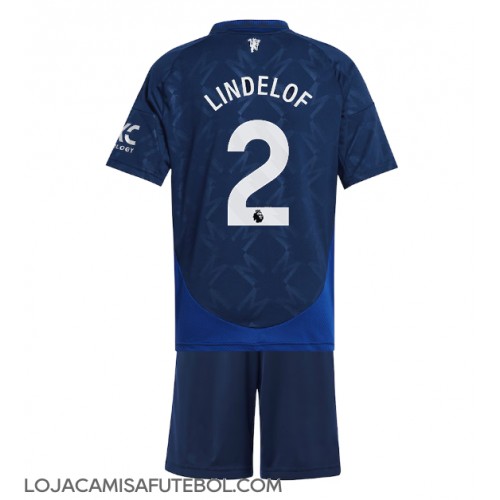 Camisa de Futebol Manchester United Victor Lindelof #2 Equipamento Secundário Infantil 2024-25 Manga Curta (+ Calças curtas)